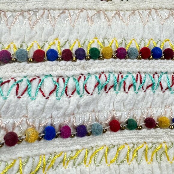 Majorelle Hana Mae Skirt White Multicolor Beaded Fringe Mini Size Small - Picture 3 of 14